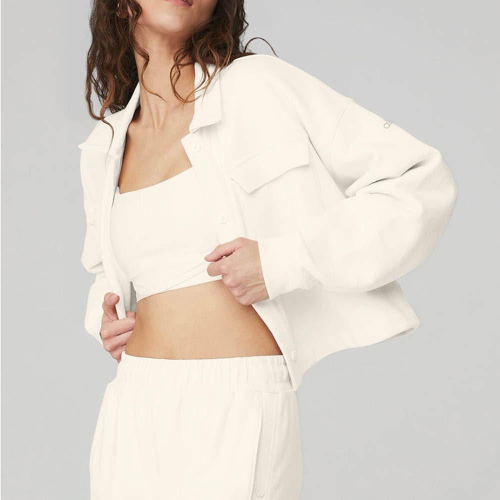 Alo Renown Cropped Button-Up Pullover